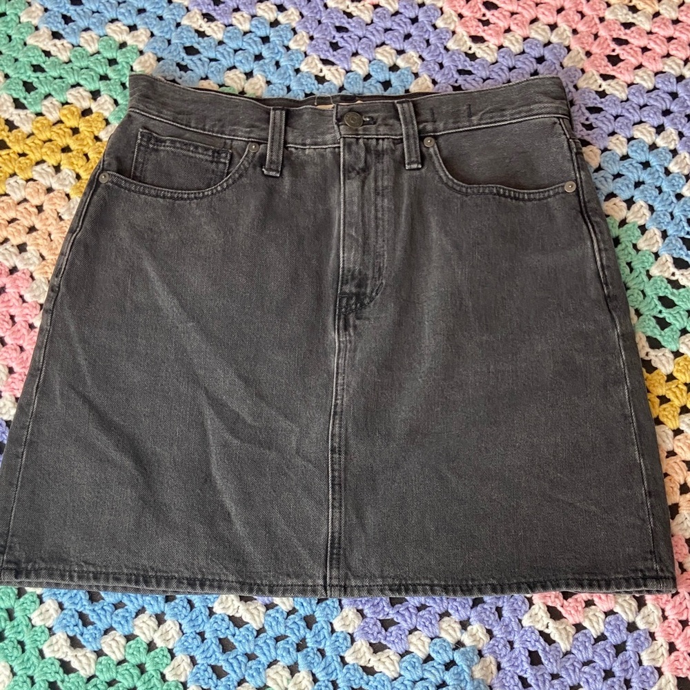Madewell Grey A-Line Mini Jean Skirt Rigid Denim Size 28 - Picture 2 of 8